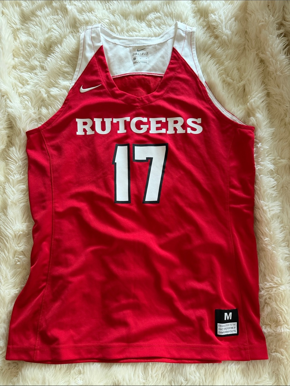 Nike Red and White Rutgers Basketball Jersey #17